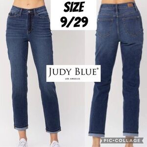 Judy Blue Womens Jeans 9/29 Dark Wash Blue Mid Rise JB88608 DK With Blue Belt